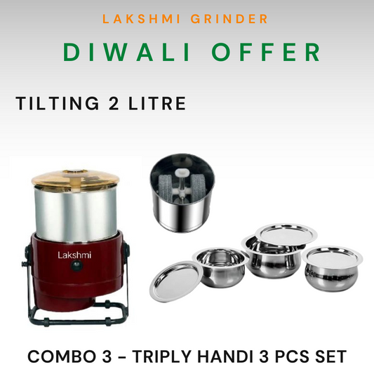 Lakshmi Tilting  Wet Grinder 2 L With Masala Drum Diwali  Combo Offer 2025