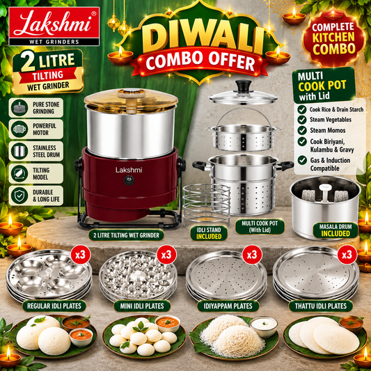 Lakshmi Wet Grinders – Super Diwali Combo Offer with Multi Cook Pot