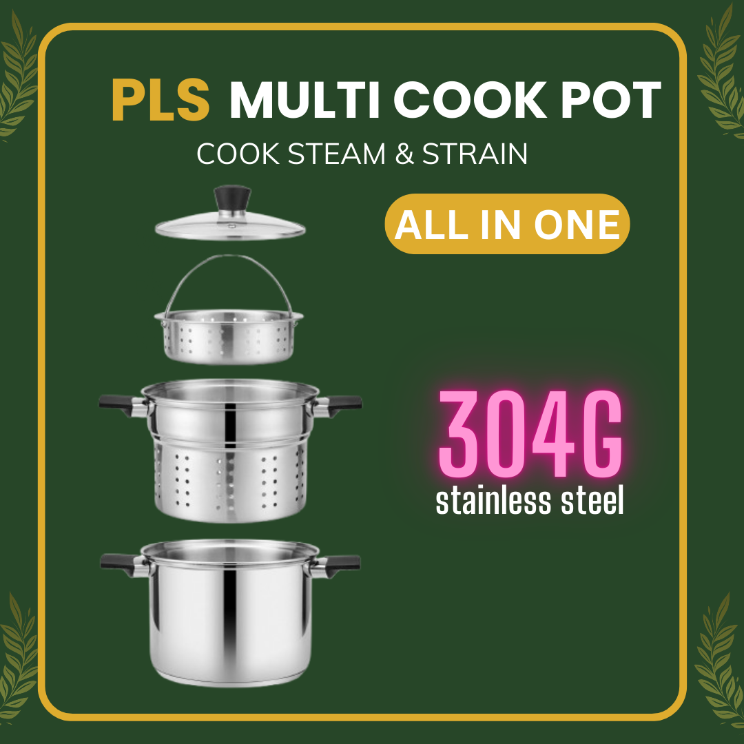 PLS 304 Grade Stainless Steel Multi Cook Pot I All In One Multi Rice Pot for versatile cooking and steaming.