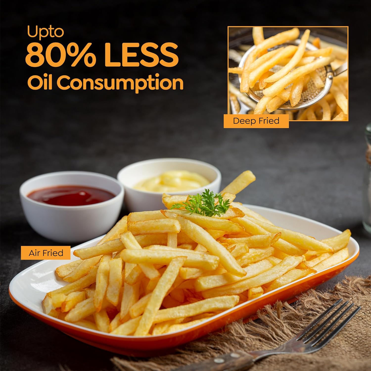 Enjoy healthier meals with the Prestige Crysta Digital Air Fryer 4.5 L, featuring 80% less oil for delicious results.