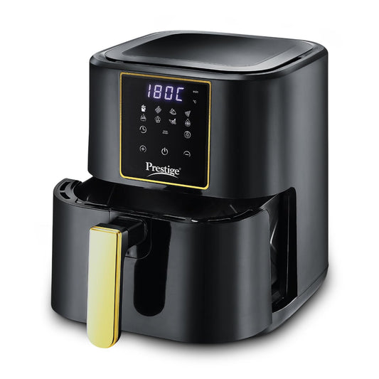 Prestige Nutri Fry Digital Air Fryer offers healthier cooking with 80% less oil and convenient digital controls.