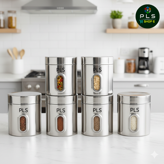 PLS See-Through Food Storage Containers (Set of 6) - Airtight Kitchen Organization