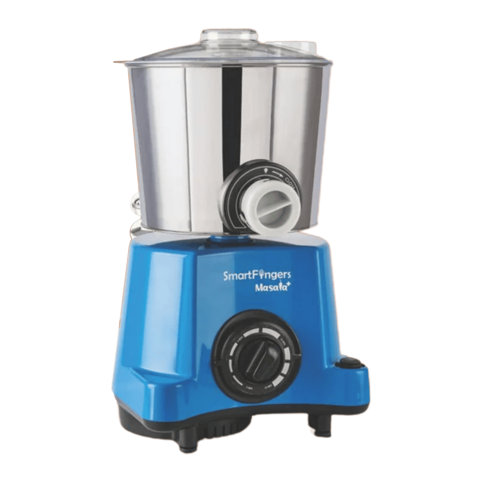 Smart Fingers Masala Plus Automatic Batter Discharge Wet Grinder 2L in blue, perfect for effortless batter-making.