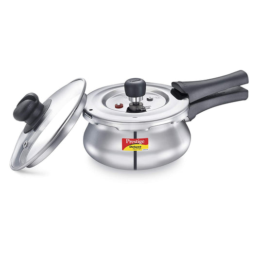 Prestige Delux Alpha Svachh Stainless Steel Cooker 1.5 Ltrs With Glass Lid