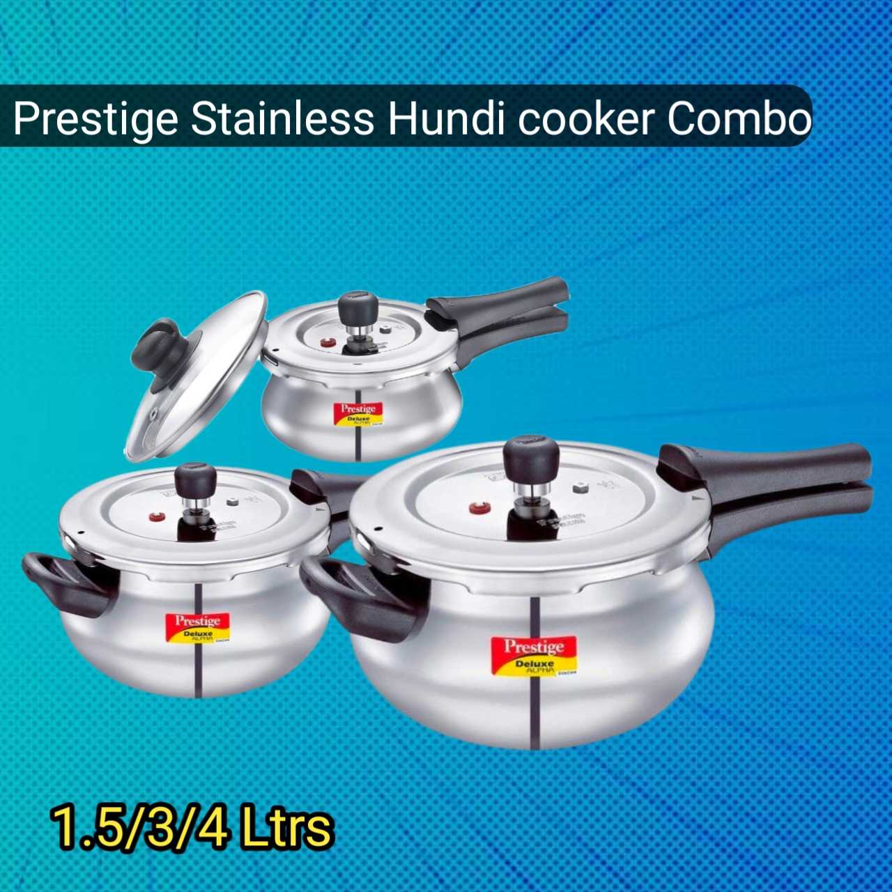 Prestige Stainless Steel Svachh Hundi Cooker Combo-1( 1.5+3+4L)