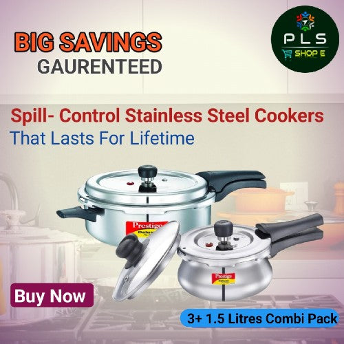 Prestige Stainless Steel Svachh Pressure Pan Combo(Aadi Special)